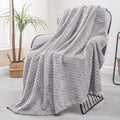 Fleece Throw Blanket for Couch Sofa (Light Grey / Throw ( 50x70 IN ))