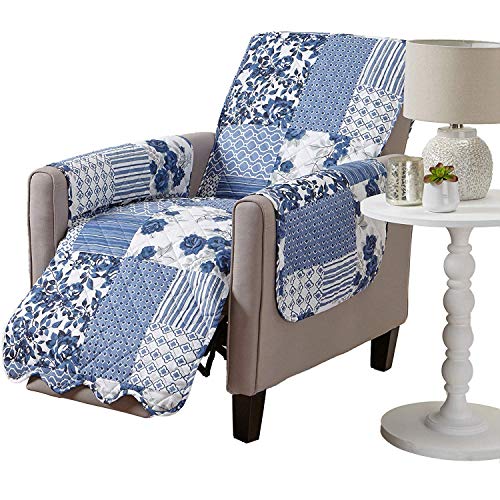 Reversible Patchwork Recliner Cover (Recliner / Patchwork - Navy)