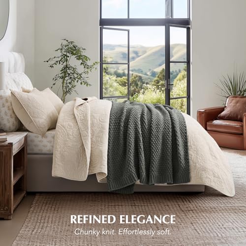 HOME Chunky Chenille Knit Throw Blanket (Charcoal Gray / 60" X 80")