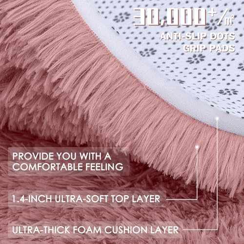 2x6 Machine Washable Runner Rugs for Hallway (2x6 Ft / Pale Pink)