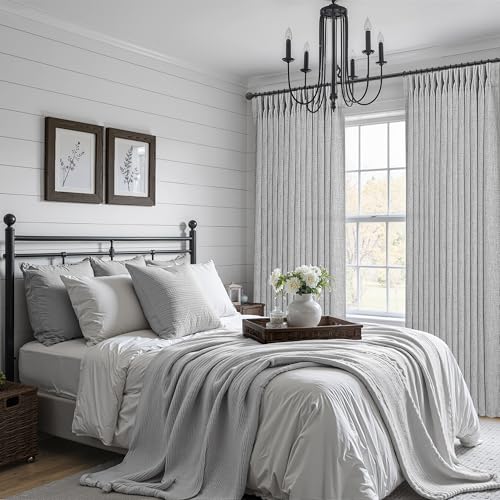 Light Grey Pinch Pleat Curtains 105 Inches Extra Long for Room Divider (Light Grey / 40"W x 105"L( Pack of 2))