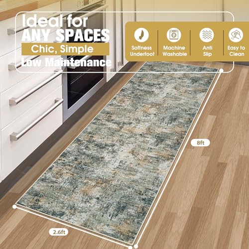 Runner Rugs for Hallways Kitchen 2.6x8 Non Slip Washable Multi Color (Multi Color / 2'6" x 8' (Rectangular))