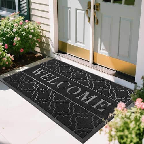 Welcome Mat Outdoor Indoor (60x36 Inch / Black)