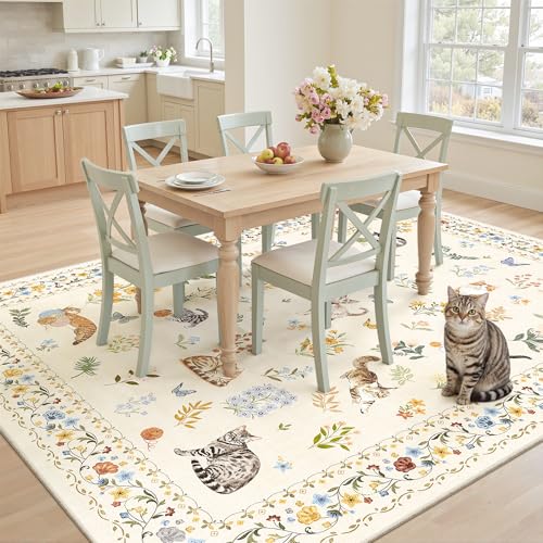 Cat 6x9 Area Rugs for Living Room (Cat Beige / 6' x 9' (Rectangular))