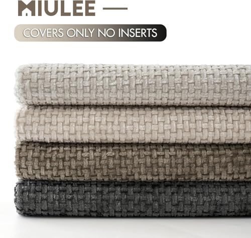 Soft Decorative Chenille Euro Pillow Covers Neutral 22x22 Pack of 4 (22" x 22" (Pack of 4) / Neutral)