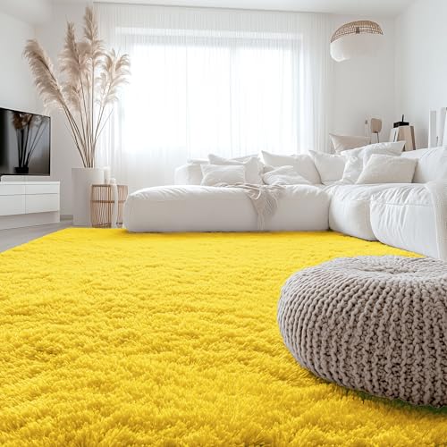 8x10 Machine Washable Large Area Rugs for Living Room (8x10 Ft / Yellow)