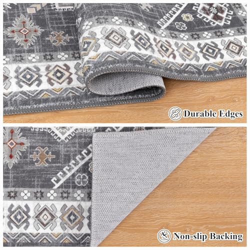 HEBE Boho Kitchen Mats for Floor 24''x60'' (Natural/Grey / 24"x60")