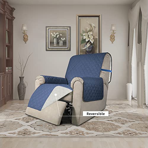 Reversible Couch Cover (Dark Blue/Ivory / Medium Recliner)