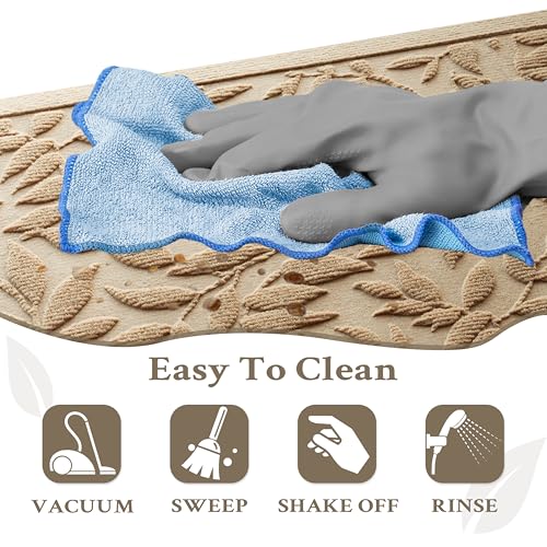 Beige Leaves Outdoor Indoor Entrance Doormats (Leaves-beige / 1'5" x 2'6" (Rectangular))