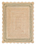 Wave Scalloped Natural Jute Runner (Green / 2'x3' (Rectangular))