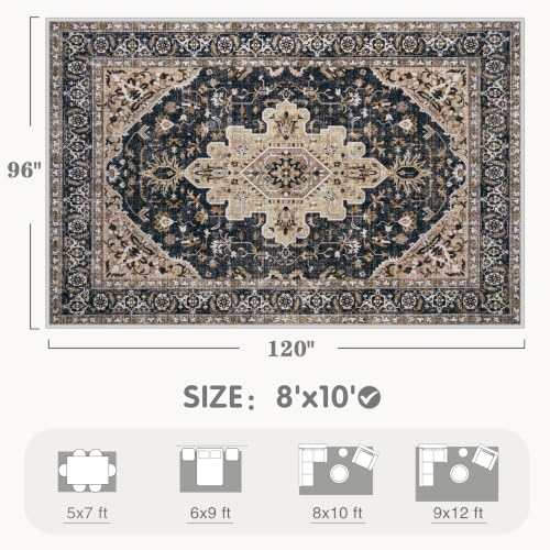 Area Rug 8x10 Vintage Rugs (Beige Black / 8' X 10' (Rectangular))