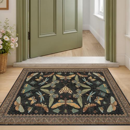 Small Black Entryway Rug (2' x 3' (Rectangular) / Black / Multi)