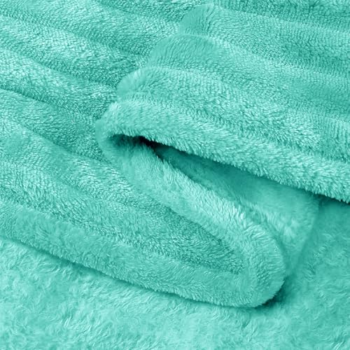 3D Ribbed Jacquard Aqua Fleece Throw Blanket for Couch (Aqua / Throw(50"x60"))