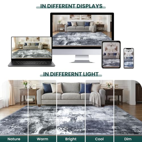 Modern Runner Rug 2x6 Washable Multi (Multi-grey/Blue/Black / 2' x 6' (Runner))