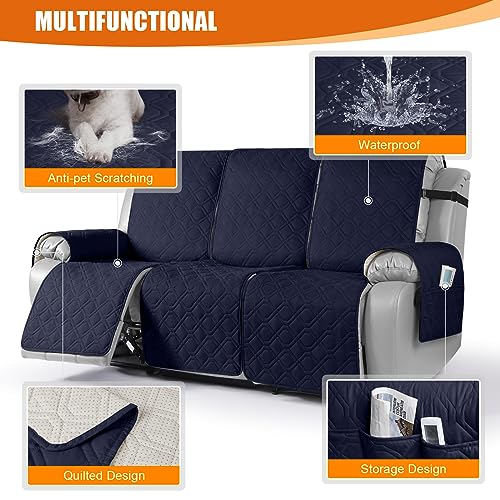 Waterproof Recliner Couch Covers Washable (Dark Blue / 3 Seater)