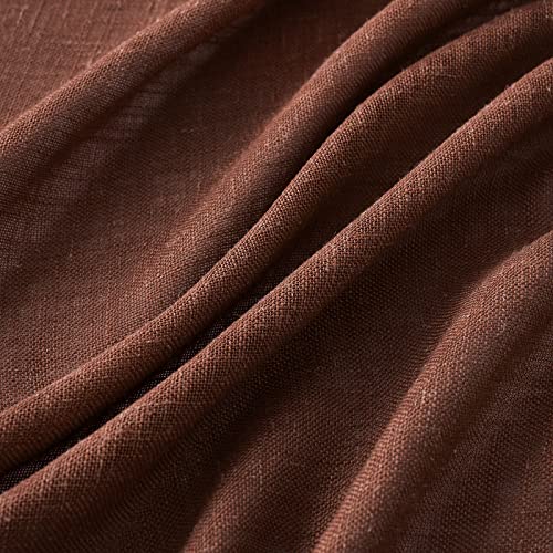 Chocolate Brown Linen Curtains 52x90 Inch for Bedroom Living Room (52"W x 90"L (Pack of 2) / Warm Brown)