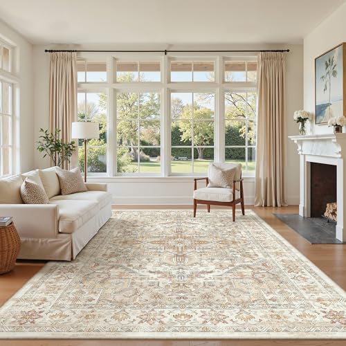 5x7 Area Rugs for Living Room (Orange/Beige / 5' x 7' (Rectangular))