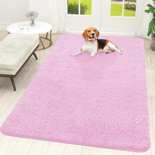 Dog Door Mat for Muddy Paws 70x46 (Pink / 70" X 46")