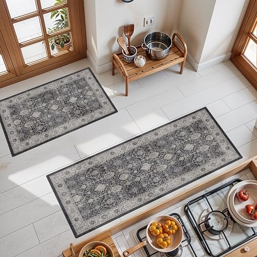 Kitchen Sink Rugs Set 0f 2 (2x3+2x4 / Black/Navy)