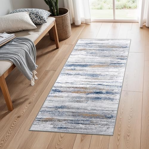 2x4 Washable Entryway Runner Rugs (Navy/Grey / 2' x 4' (Runner))