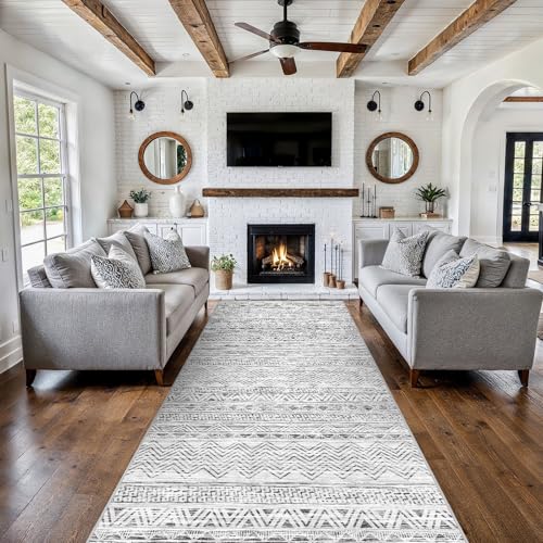 4x10 Runner Rug Washable Moroccan (Grey / 4' x 10')