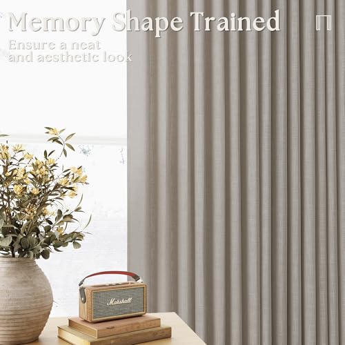 Burlywood Birch Pinch Pleated Thick Linen Curtains 112 Inches Long (Burlywood Birch / 40"W x 112"L (Pack of 2))