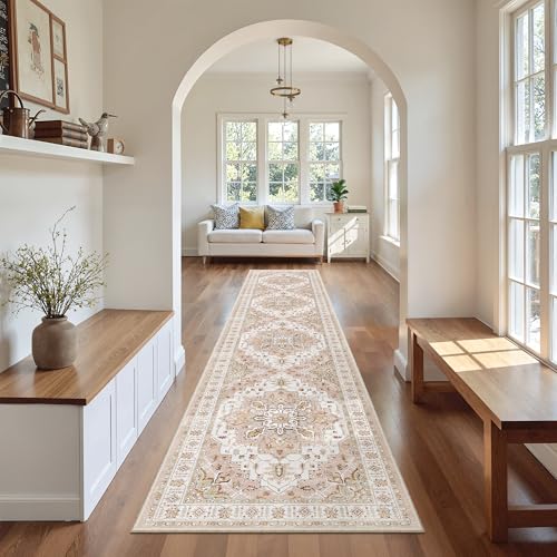 Washable Runner Rugs 2x10 Long for Hallway Kitchen (Pink / 2' x 10' (Runner))