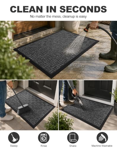 Front Door Mat Outdoor Entrance (Graphite Gray / 1'5" x 2'6" (Rectangular))