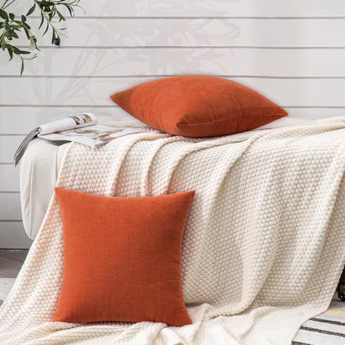 Decorative Square Throw Pillow Covers 22"x22" Inch Set of 2 (Orange / 22" x 22" (Pack of 2))