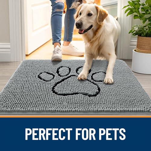 Dog Door Mat for Muddy Paws 34x21 (Grey / 34" X 21")