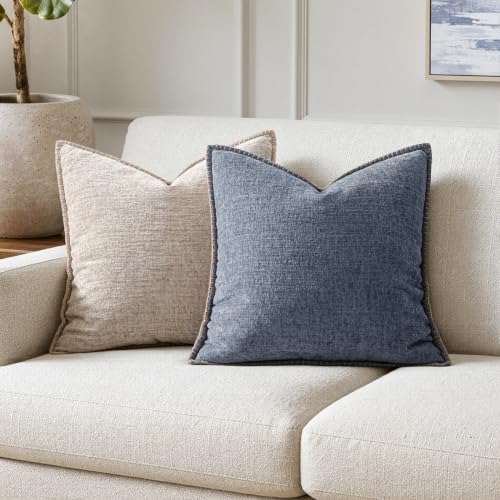Decorative Couch Throw Pillow Covers 16x16 in Dark Grey Blue 2 Pack (Dark Grey Blue / 16" x 16" (Pack of 2))