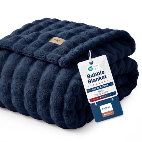 Cloud Bubble King Throw Blanket for Bed (Navy Blue / King (108" X 90"))