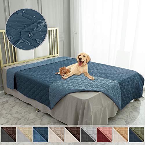 Waterproof Dog Bed Cover Pet Blanket for Furniture Bed Couch Sofa Reversible (82x120 Inch (Pack of 1) / Navyblue+stoneblue)
