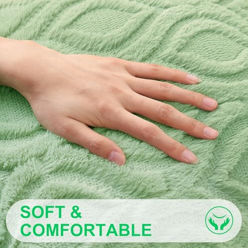 Faux Fur Light Sage Green Throw Pillow Covers 18x18 Set of 2 (18" x 18" (Pack of 2) / Light Sage Green)