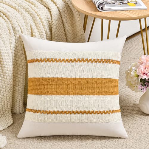 Set of 1 Mustard Yellow Fall Decorative Throw Pillow Cover 20x20 Inch for Couch Bed Sofa (20" x 20" (Pack of 1) / Mustard Yellow)
