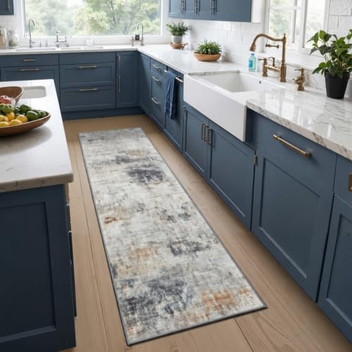 Washable 2x6 Non (Grey / Brown / 2' x 6' (Rectangular))