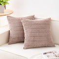 Pack of 2 Corduroy Decorative Throw Pillow Covers 24x24 Inch (Light Brown / 24" x 24" (Pack of 2))