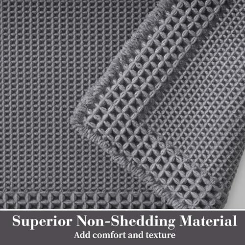 Waffle Bath Mat for Bathroom (Dark Grey / 24" X 36")