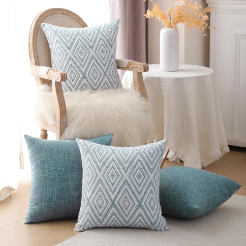Throw Pillow Covers 18x18 Set of 4 (Blue / 18" x 18" (Pack of 4))