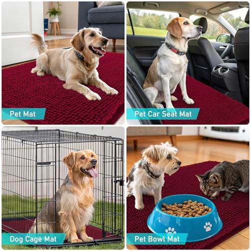Dog Door Mat for Muddy Paws 44x32 (Burgundy / 44" X 32")