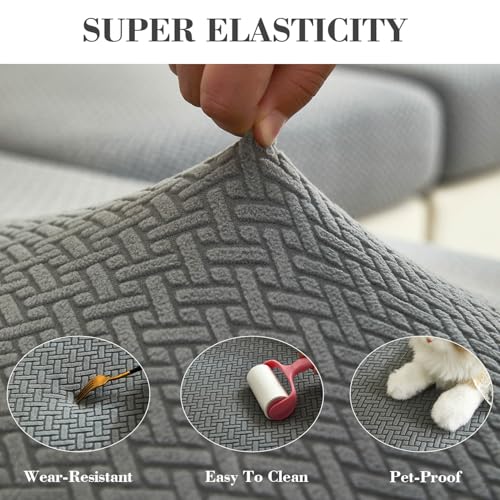 Couch Cushion Covers Sofa Covers Couch Covers for Sofa Pet Friendly Universal Sofa Covers Washable Stretch Slipcovers for Sectional Sofa (Texture Gray / Back Cover M)