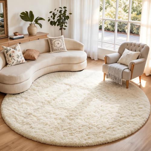 Round Rugs 7Ft Ivory Circle Area Rug (2- Ivory / 7' (Round))
