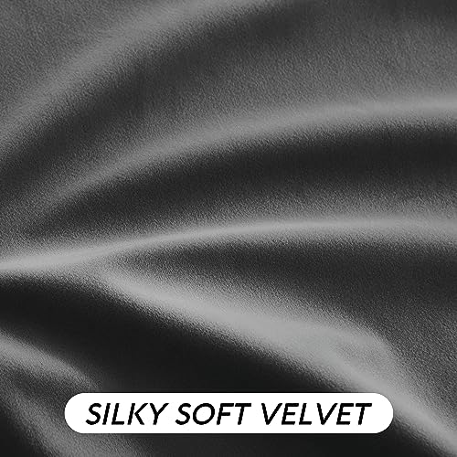 Grey Velvet Curtains 72 inches with Hook Belt (Grey / 52"W x 72"L (Pack of 2))