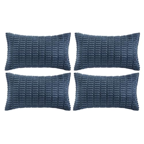 4 Packs Decorative Throw Pillow Covers for Living Room Couch Bed (24" x 12" (Pack of 4) / Dusty Blue)