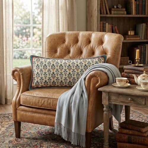 Designer French Vintage Linen Throw Pillow Cover (28" x 12" (Pack of 1) / Wensel D)