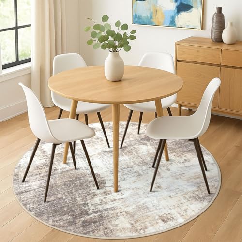Abstract Round Area Rug 6 Ft Washable Circle Rugs Large Round Rug Non Slip Thin Soft Circle Rugs (Gold/Yellow/Brown/Beige/White / 6' x 6' (Rectangular))