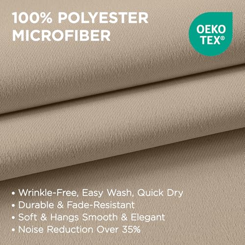 Blackout Curtains 72 Inch Length 2 Panels Set (Light Beige / 52"W x 72"L (Pack of 2))