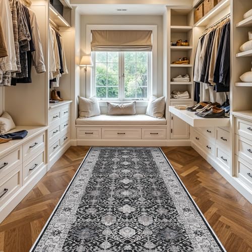 4x10 Washable Hallway Runner Rug (4' x 10' (Rectangular) / Black/Navy)