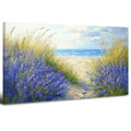 Farmhouse Lavender Wall Art Beach Wall Decor Purple Floral Landscape Pictures Vintage Wildflower Canvas Prints Painting Modern Seascape Artwork for Kitchen Living Room Home Decoration 24x48” (48"L x 24"W / Beach02)