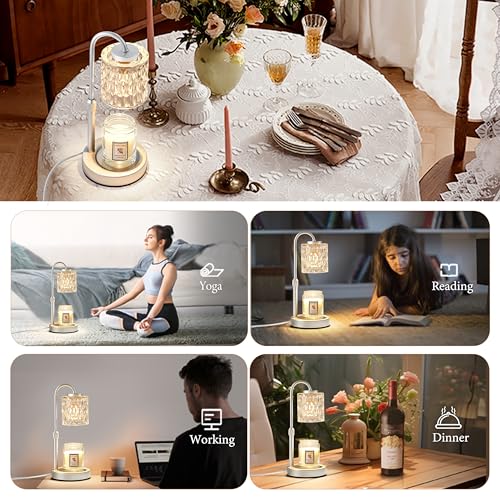 Dimmable Candle Warmer Lamp with Timer (Silver-glass)